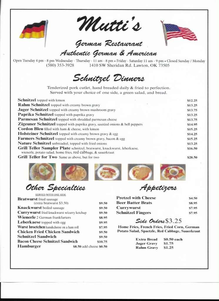 Mutti’s German Restaurant menu 3